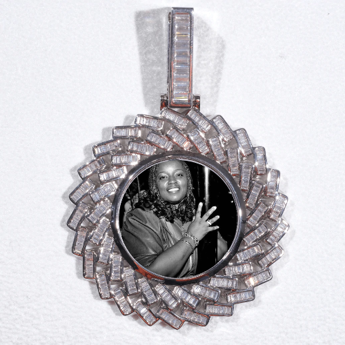 Large 3D Baguette Custom Picture Pendant