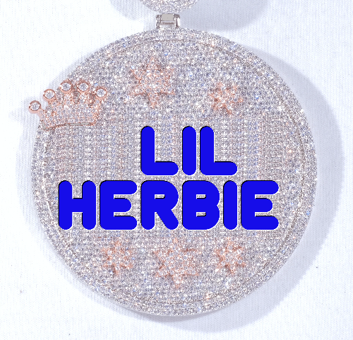 CUSTOM LETTER NECKLACE 3D BIG CROWN DISC