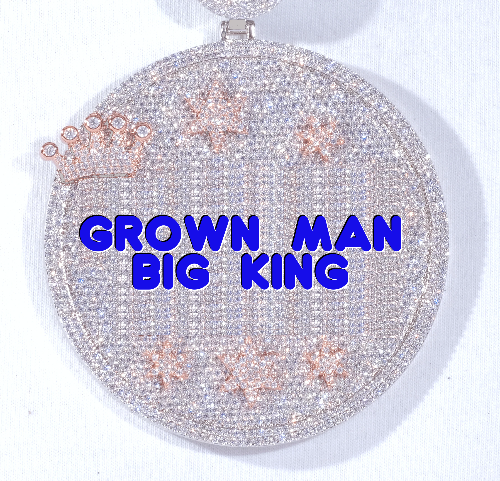 CUSTOM LETTER NECKLACE 3D BIG CROWN DISC
