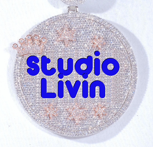 CUSTOM LETTER NECKLACE 3D BIG CROWN DISC