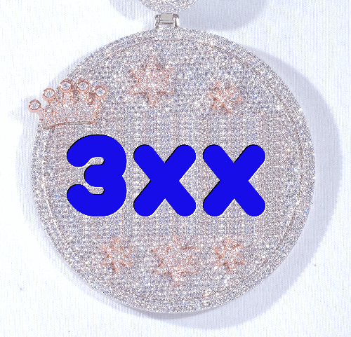 CUSTOM LETTER NECKLACE 3D BIG CROWN DISC