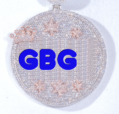 CUSTOM LETTER NECKLACE 3D BIG CROWN DISC