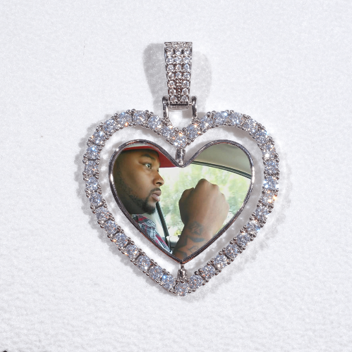 3D Spinning 2-Faced Heart Custom Picture Pendant