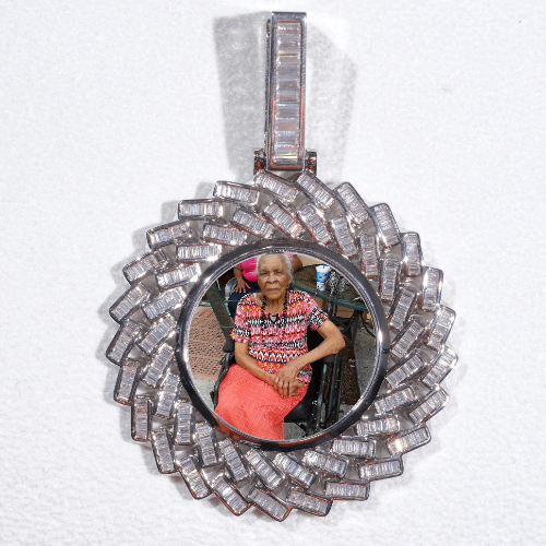 Large 3D Baguette Custom Picture Pendant
