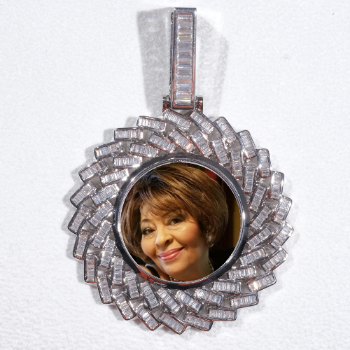 Large 3D Baguette Custom Picture Pendant