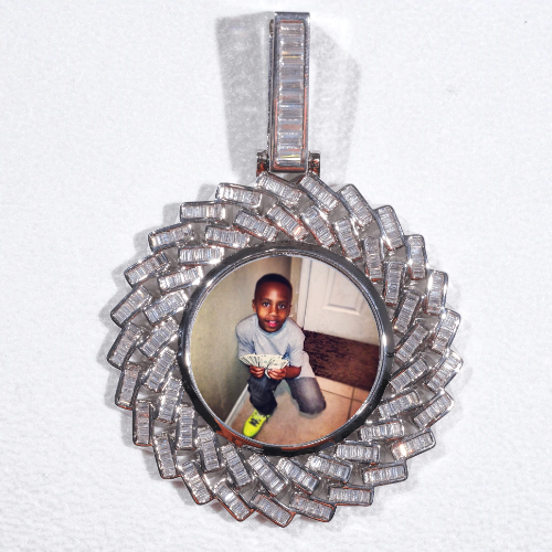 Large 3D Baguette Custom Picture Pendant