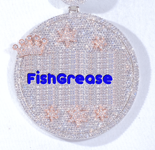 CUSTOM LETTER NECKLACE 3D BIG CROWN DISC