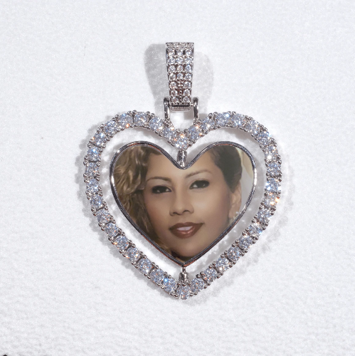 3D Spinning 2-Faced Heart Custom Picture Pendant