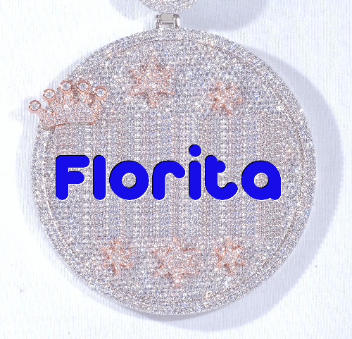 CUSTOM LETTER NECKLACE 3D BIG CROWN DISC