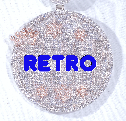 CUSTOM LETTER NECKLACE 3D BIG CROWN DISC