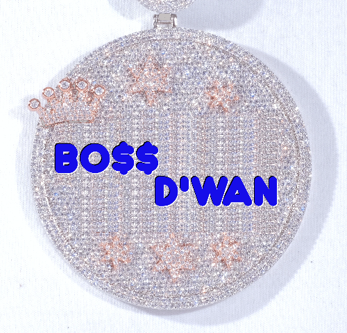 CUSTOM LETTER NECKLACE 3D BIG CROWN DISC