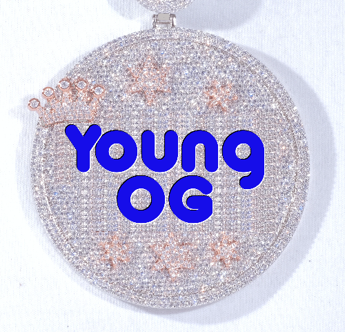 CUSTOM LETTER NECKLACE 3D BIG CROWN DISC