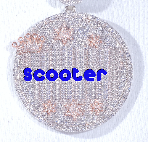 CUSTOM LETTER NECKLACE 3D BIG CROWN DISC