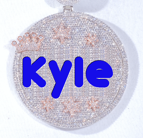 CUSTOM LETTER NECKLACE 3D BIG CROWN DISC