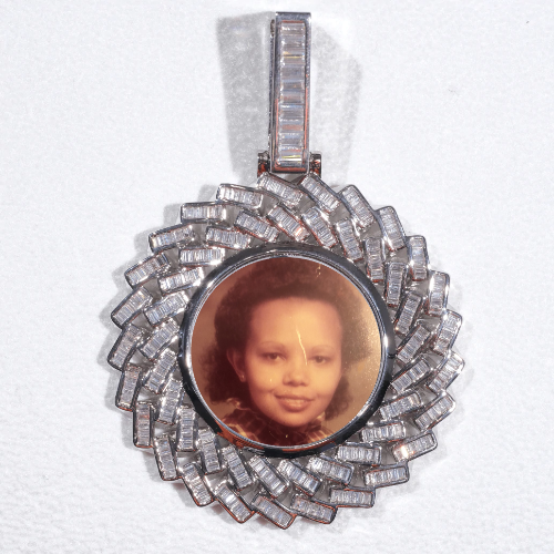 Large 3D Baguette Custom Picture Pendant