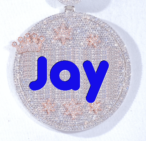CUSTOM LETTER NECKLACE 3D BIG CROWN DISC