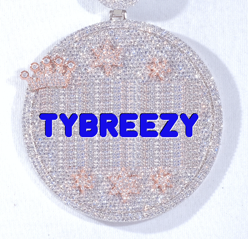 CUSTOM LETTER NECKLACE 3D BIG CROWN DISC