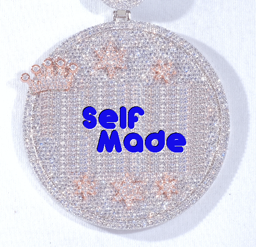 CUSTOM LETTER NECKLACE 3D BIG CROWN DISC
