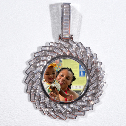 Large 3D Baguette Custom Picture Pendant