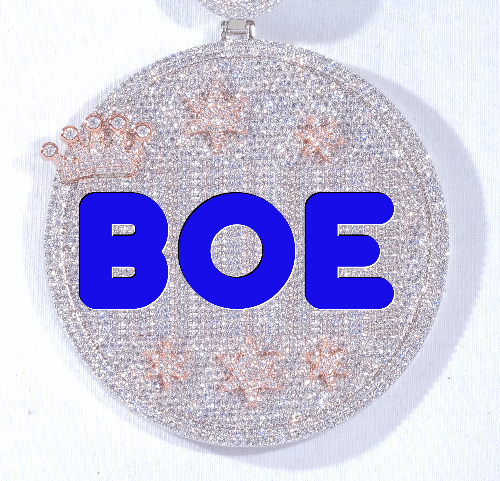 CUSTOM LETTER NECKLACE 3D BIG CROWN DISC