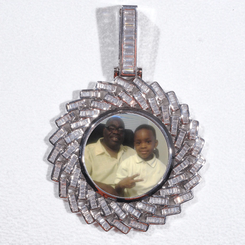 Large 3D Baguette Custom Picture Pendant