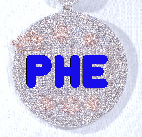 CUSTOM LETTER NECKLACE 3D BIG CROWN DISC