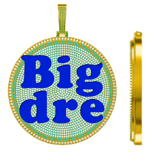 CUSTOM LETTER NECKLACE 3D BIG DISC