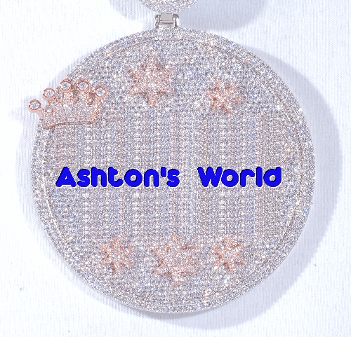 CUSTOM LETTER NECKLACE 3D BIG CROWN DISC