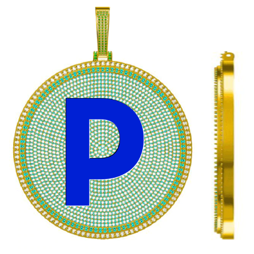 CUSTOM LETTER NECKLACE 3D BIG DISC