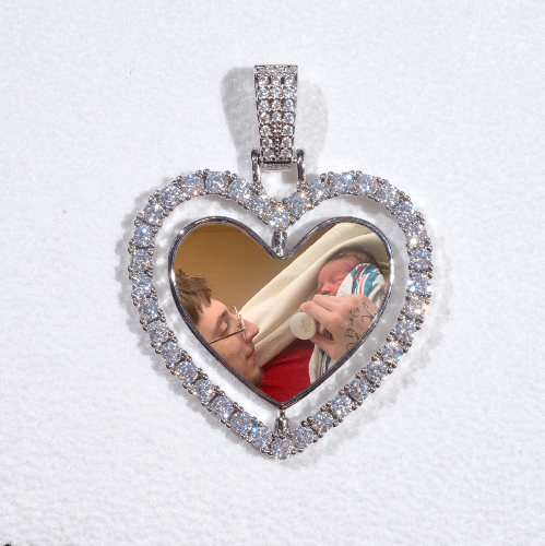 3D Spinning 2-Faced Heart Custom Picture Pendant