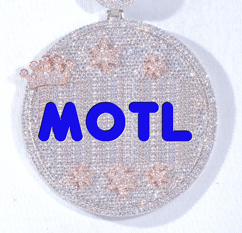 CUSTOM LETTER NECKLACE 3D BIG CROWN DISC