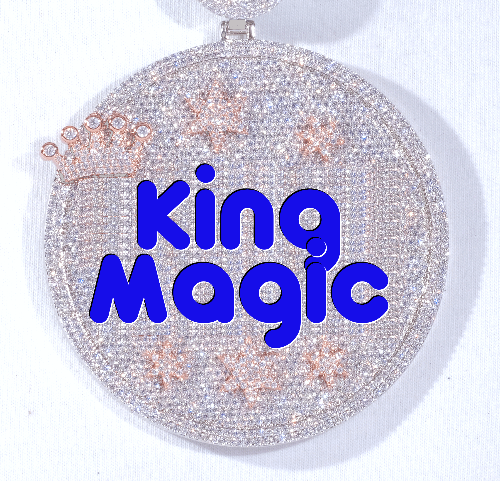 CUSTOM LETTER NECKLACE 3D BIG CROWN DISC