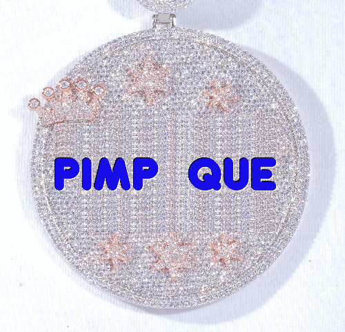 CUSTOM LETTER NECKLACE 3D BIG CROWN DISC