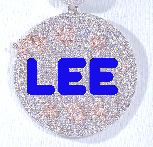 CUSTOM LETTER NECKLACE 3D BIG CROWN DISC