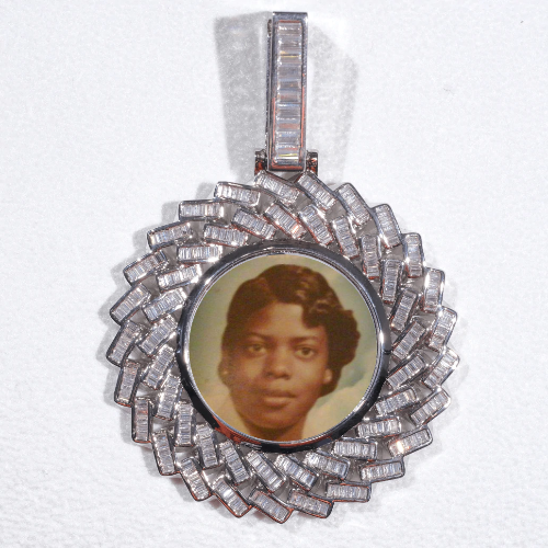 Large 3D Baguette Custom Picture Pendant