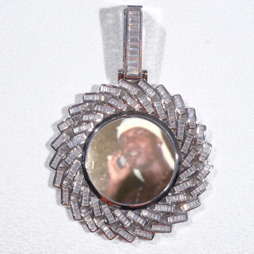 Large 3D Baguette Custom Picture Pendant