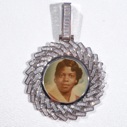 Large 3D Baguette Custom Picture Pendant
