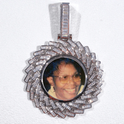 Large 3D Baguette Custom Picture Pendant