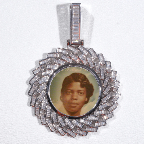 Large 3D Baguette Custom Picture Pendant