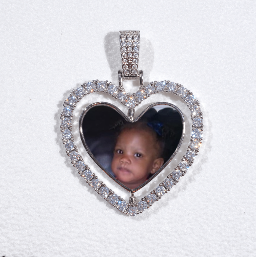 3D Spinning 2-Faced Heart Custom Picture Pendant