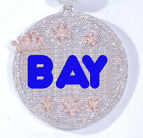 CUSTOM LETTER NECKLACE 3D BIG CROWN DISC