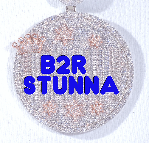 CUSTOM LETTER NECKLACE 3D BIG CROWN DISC