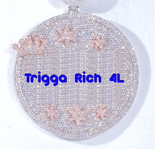 CUSTOM LETTER NECKLACE 3D BIG CROWN DISC