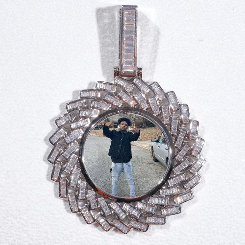 Large 3D Baguette Custom Picture Pendant