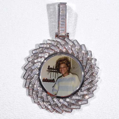 Large 3D Baguette Custom Picture Pendant