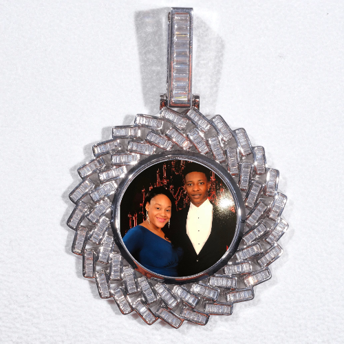 Large 3D Baguette Custom Picture Pendant