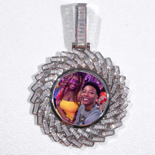 Large 3D Baguette Custom Picture Pendant