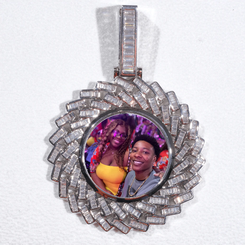 Large 3D Baguette Custom Picture Pendant