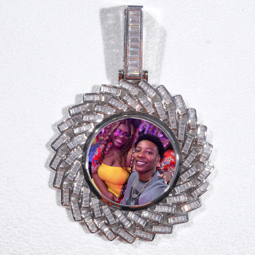 Large 3D Baguette Custom Picture Pendant