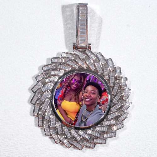 Large 3D Baguette Custom Picture Pendant